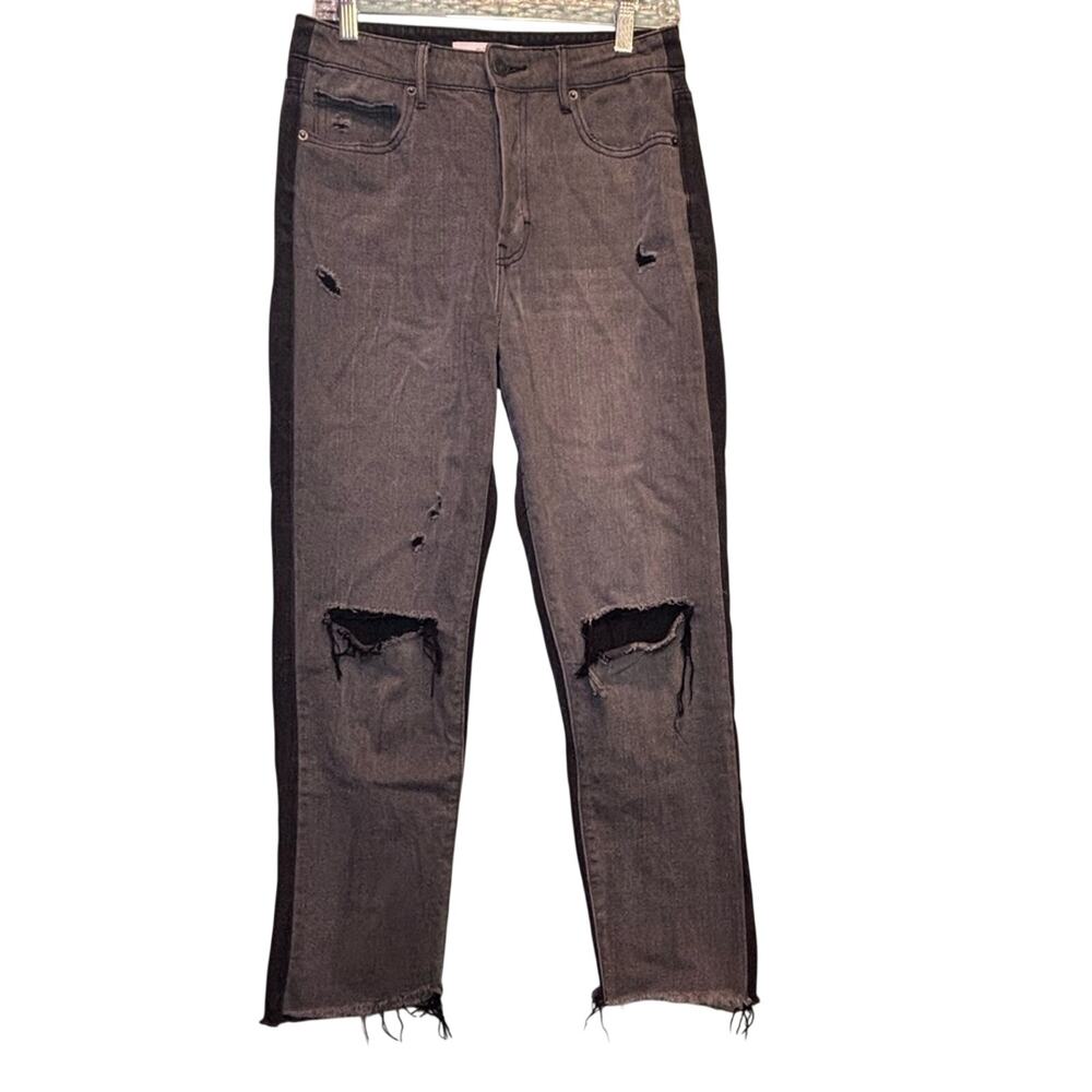 Hidden Two-Tone Distressed Wide Leg Gray & Black Jeans Women’s Size 27 Grunge
